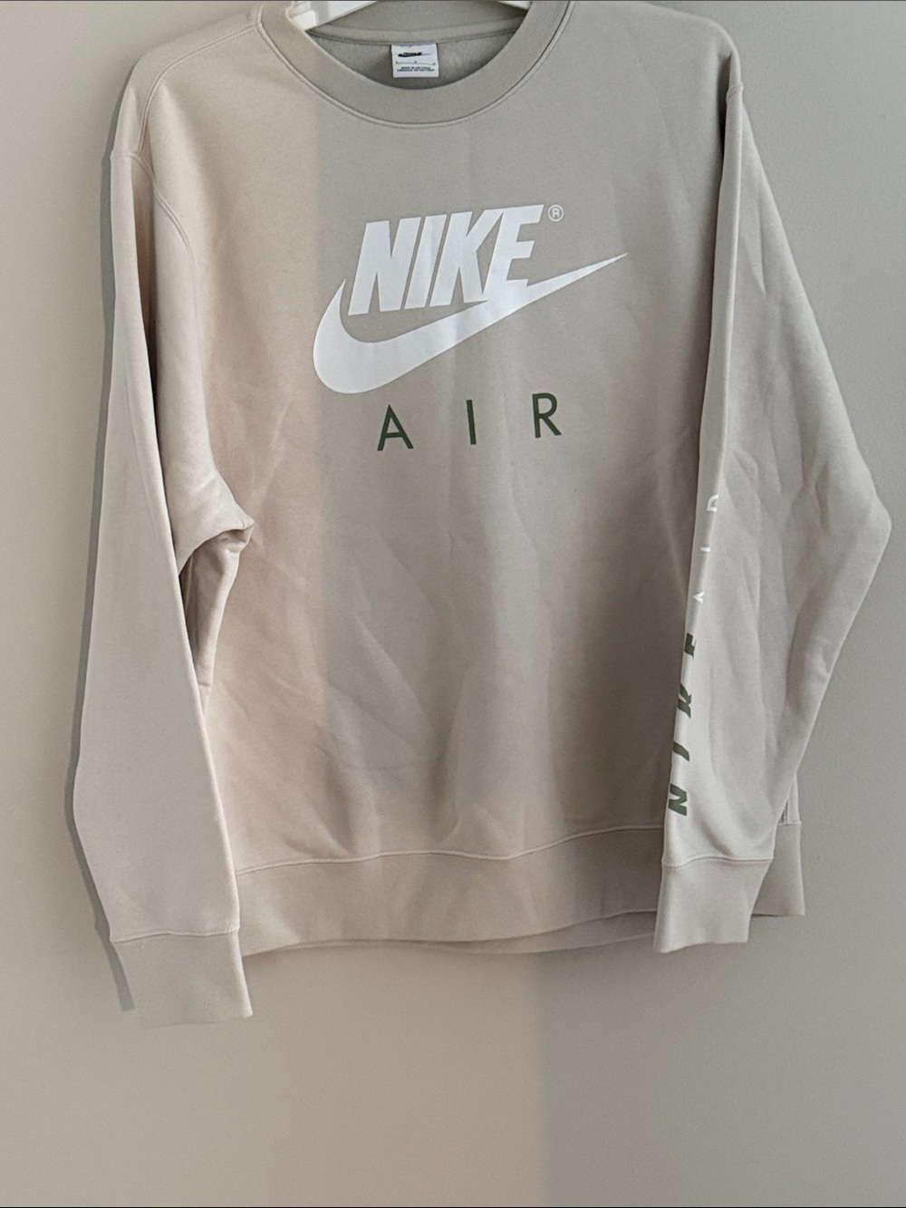 Nike Mens Crewneck Sweatshirt in Light Beige with White Logo
